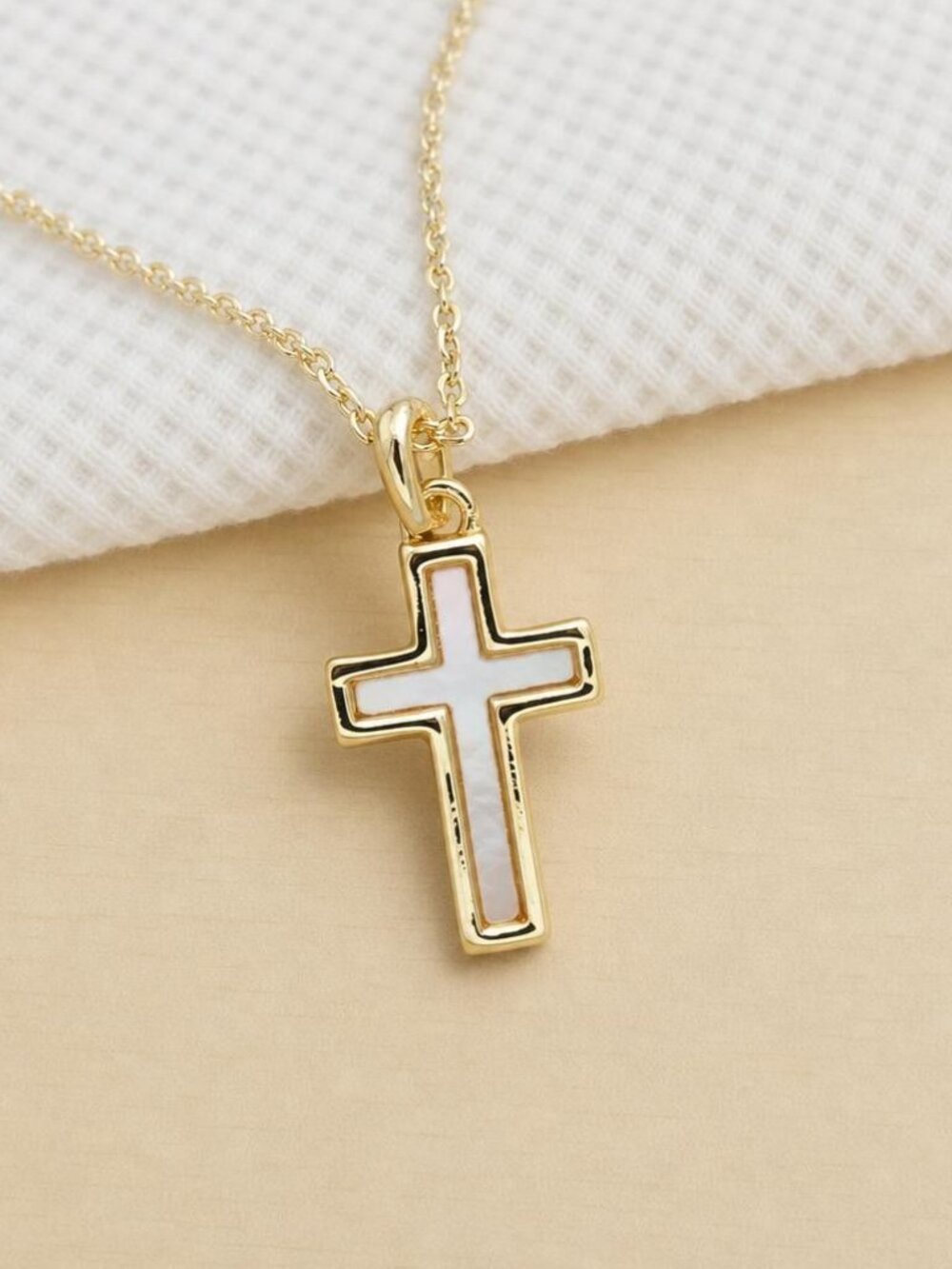 Kendra Scott Cross Gold White Lab Grown Opal Pendant Necklace - Picture 2 of 2